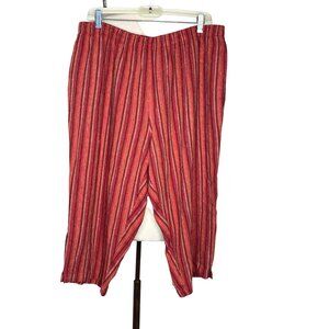 Sag Harbor women’s 1X capris striped elastic waist wide leg colorful pocket